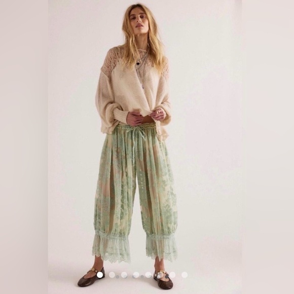 Free People Pants - New Free People Forever Young Burnout Lace Pants ~  Seafoam Green